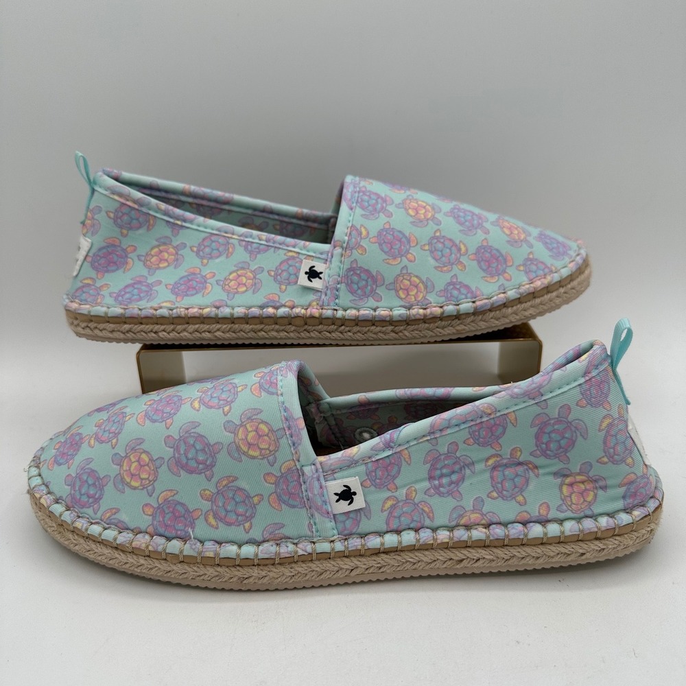 SIMPLY SOUTHERN Sea Turtle Neoprene Slip-On Espadrilles Seafoam Green & Purple 9
